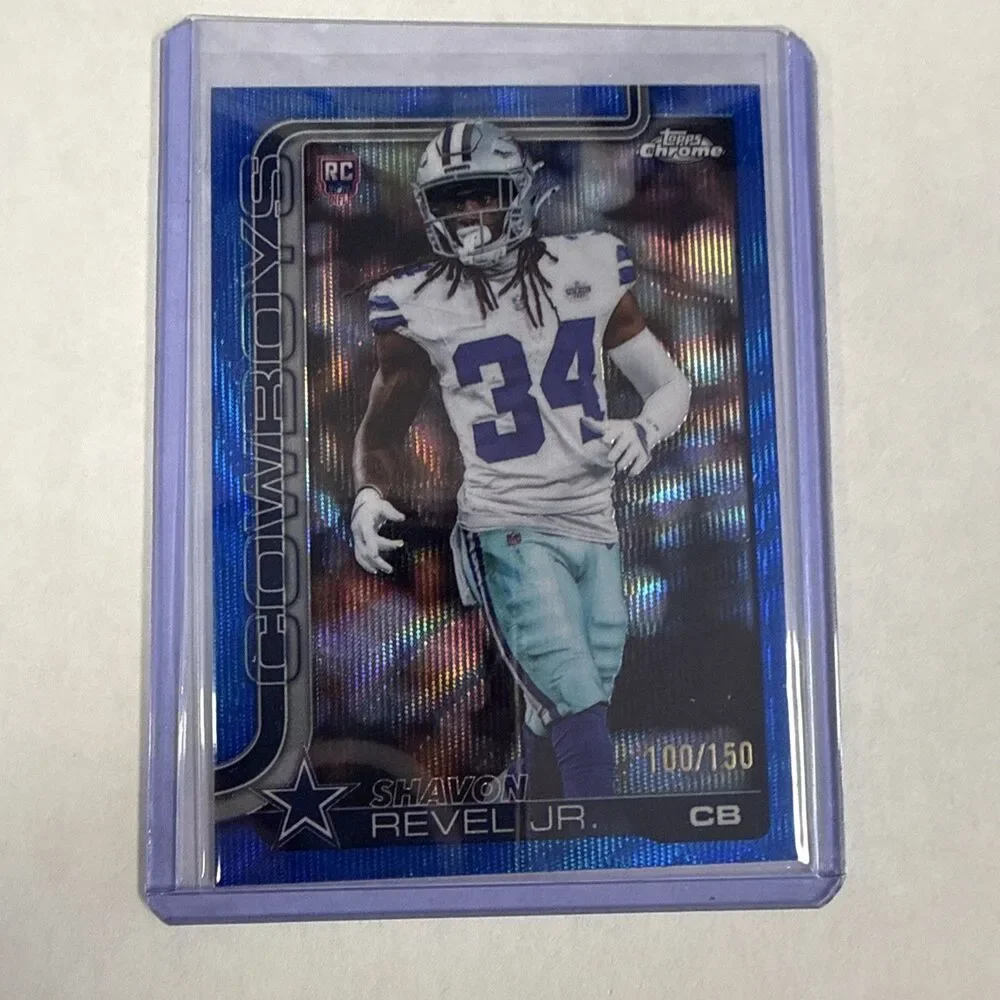 Topps Chrome 2025 Shavon Revel Jr. Rookie Blue Wave /150 #301 Dallas Cowboys